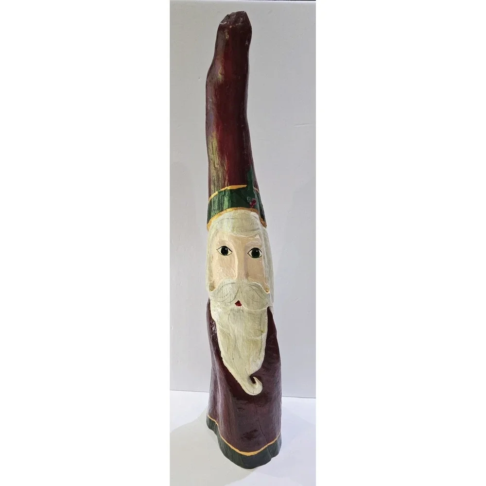 Hand Painted Cypress Knee Santa Claus Christmas Folk Art Signed  26 1/4